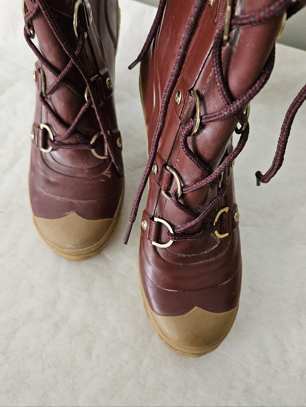 Hunter Boots Gabby Block Heel Lace-up In Merlot Burgundy Rare Vintage - Picture 3 of 8